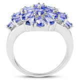 4.20 Carat Genuine Tanzanite .925 Sterling Silver Ring