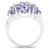 7.08 Carat Genuine Tanzanite .925 Sterling Silver Ring