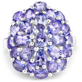 7.08 Carat Genuine Tanzanite .925 Sterling Silver Ring
