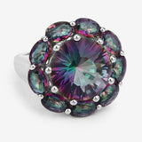 11.45 Carat Genuine Rainbow Quartz .925 Sterling Silver Ring