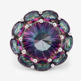 11.45 Carat Genuine Rainbow Quartz .925 Sterling Silver Ring