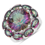 11.45 Carat Genuine Rainbow Quartz .925 Sterling Silver Ring