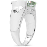 5.71 Carat Genuine Green Amethyst & White Diamond .925 Sterling Silver Ring