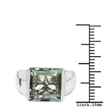 5.71 Carat Genuine Green Amethyst & White Diamond .925 Sterling Silver Ring
