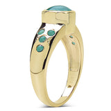 14K Yellow Gold Plated 1.55 Carat Genuine Emerald & White Diamond .925 Sterling Silver Ring