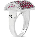 3.01 Carat Genuine Ruby & White Diamond .925 Sterling Silver Ring
