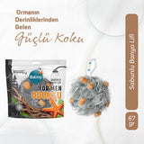 Balmy: All-In-One Woody Scented Soap Infused Bath Sponge for Men - Exfoliating, Convenient, Travel-Friendly Body Scrubber
