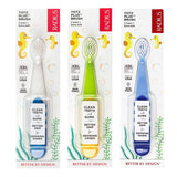 RADIUS Totz Plus Brush Kids Toothbrush Silky Soft BPA Free ADA Accepted Designed for Delicate Teeth & Gums for Children 3 Years & Up - Bluewhite/GreenYellow/Blueblue - Pack of 3