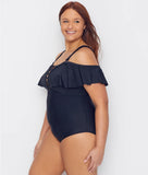Raisins Curve Womens Plus Size Marrakesh Solid Caicos One-Piece, Size 16W