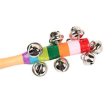 Rainbow Color Wooden Handbell Pram Rattle