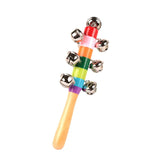 Rainbow Color Wooden Handbell Pram Rattle