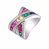 Rainbow Crystal X Ring with Swarovski Elements - Assorted Sizes