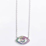 Rainbow CZ Eye Necklace