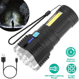 Rechargeable Flashlight LED Floodlight Torch with Strap Super Bright Flashlight