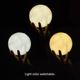 Rechargeable Moon Lamp Night Light Kids Dimmable LED Touch Changing Light