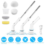 Rechargeable Telescopic Cleaning Brush 6 Replaceable Heads 2 Speed Adjustable Extension Arm