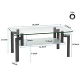 Rectangular Tempered Metal Tube Leg Living Room Glass Coffee Table