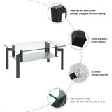 Rectangular Tempered Metal Tube Leg Living Room Glass Coffee Table
