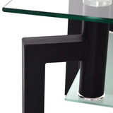 Rectangular Tempered Metal Tube Leg Living Room Glass Coffee Table
