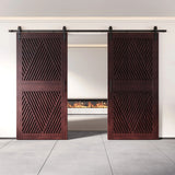 Diamond Pattern Double Door Barn Door Kit | Black Barn Door Hardware