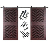 Diamond Pattern Double Door Barn Door Kit | Black Barn Door Hardware