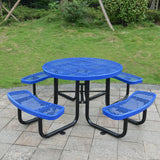 Large 46-Inch Heavy-Duty Round Outdoor Steel Picnic Table With Umbrella Hole (SAK96428)