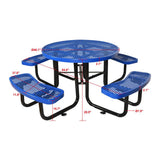 Large 46-Inch Heavy-Duty Round Outdoor Steel Picnic Table With Umbrella Hole (SAK96428)