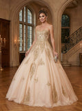 Dancing Queen Juniors Rhinestone Appliqué Gown, XL/Blush