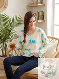 Freshman Juniors Cozy Tie-Dyed V-Neck Top, Size Medium