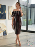 Juniors Almost Famous Striped Off The Shoulder Sheath Dress, Size Large