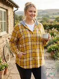 Love, Fire Trendy Plus Size Hooded Plaid Button-Front Shirt, Size 1X