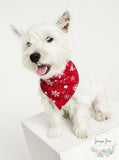 FAMILY PAJAMAS Matching Pet Merry Snowflake Bandana, Candy Red, S/M