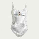 California Sunshine Juniors Pin Dot One Piece Swimsuit, Size Medium