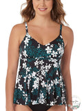 Swim Solutions Garden Confetti Underwire Babydoll Tankini Top,  Size 8