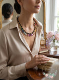 I.n.c. Gold-Tone Multicolor Crystal Velvet-Woven Statement Necklace, 18 + 3
