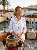 Charter Club Linen Nautical-Print Blouse, Size XS