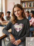 Belle Du Jour Big Girls Sequined Heart Drawstring Shirt, Size XL