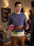 Alex Stevens Mens Reindeer Hangover Ugly Christmas Sweater, Size Small