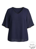 Joseph a Womens Plus V-Neck Tie Back Blouse, Size 1X