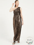 Calvin Klein Womens Metallic One Shoulder Evening Dress, Size 4