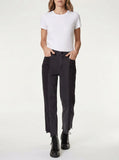 Frayed Denim High Rise Straight Leg Jeans, Size 28