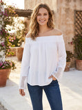 Three Dots Womens Casual Top Lace-Trim Off-the-Shoulder, Size XS