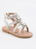 Petalia  Little Girls Flowers And Shimmer Detail Sandals, Size 9/White