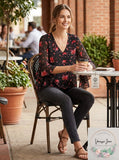 Vince Camuto Floral-Print Flutter-Sleeve Top, Size XS