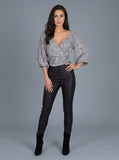 AX Paris Womens Back Check Floral Wrap Top, Size 14