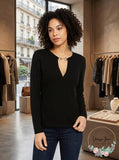 INC V-Neck Hardware Top, Size XS