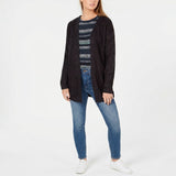 Planet Gold Juniors Chunky Lace-Up Cardigan Color Black Beauty Plaited Sz Large