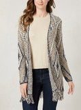 Style and Co Jacquard Knit Fringed-Hem Long Cardigan, Size Small