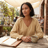 Bar Iii Pleated Bell-Sleeve Top, Medium