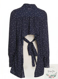 Bardot Open-Back Polka Dot Blouse, Size XS